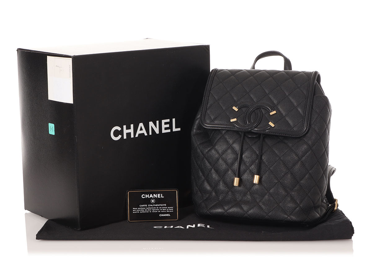 Chanel Black Quilted Caviar CC Filigree Backpack - Image 8