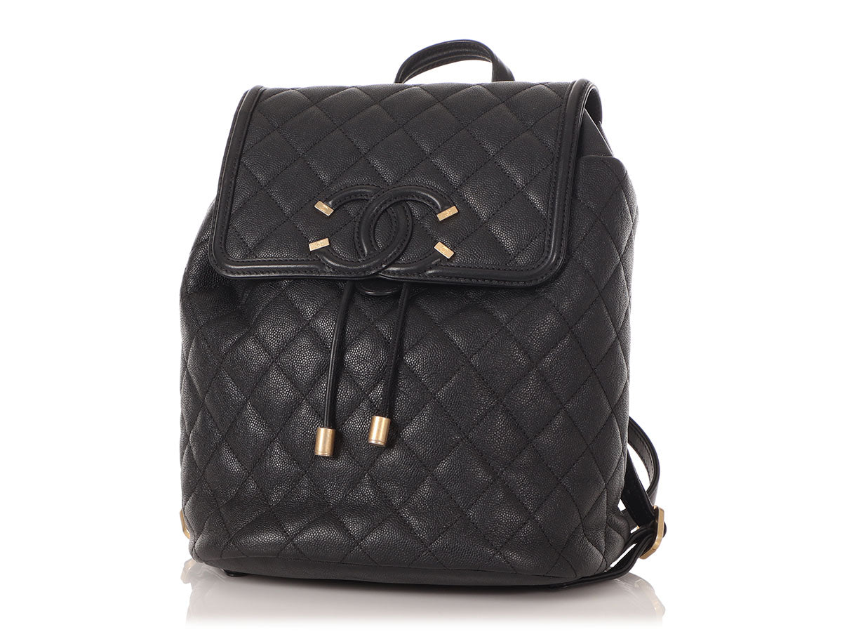 Chanel Black Quilted Caviar CC Filigree Backpack - Image 2