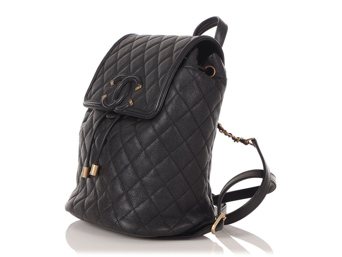 Chanel Black Quilted Caviar CC Filigree Backpack - Image 3