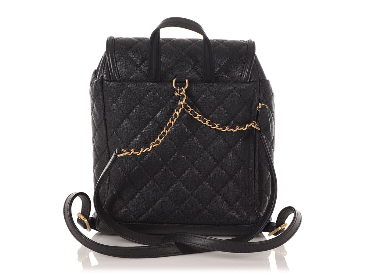 Chanel Black Quilted Caviar CC Filigree Backpack - Image 4