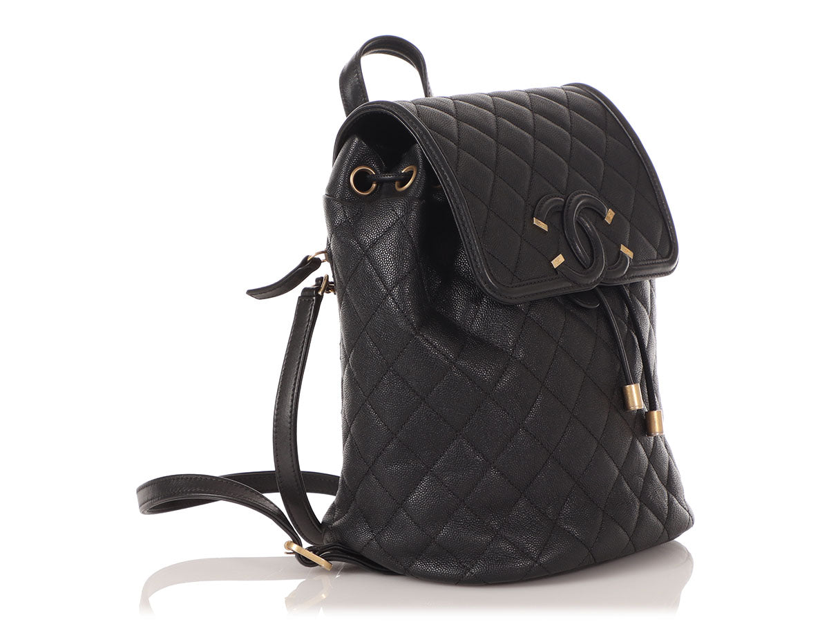 Chanel Black Quilted Caviar CC Filigree Backpack - Image 5