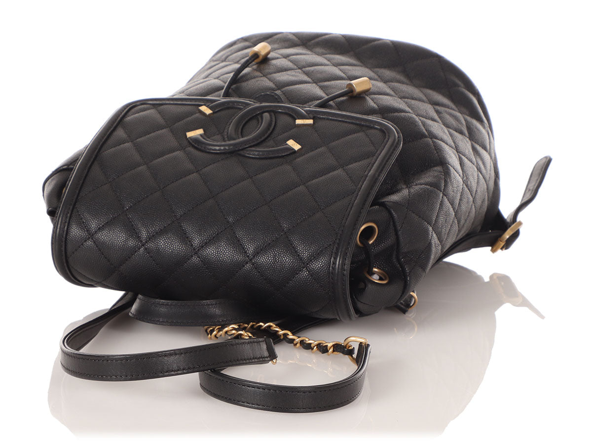 Chanel Black Quilted Caviar CC Filigree Backpack - Image 7