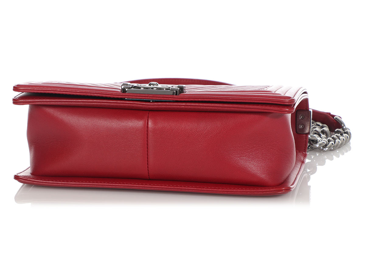 Chanel Old Medium Red Boy Bag - Image 6