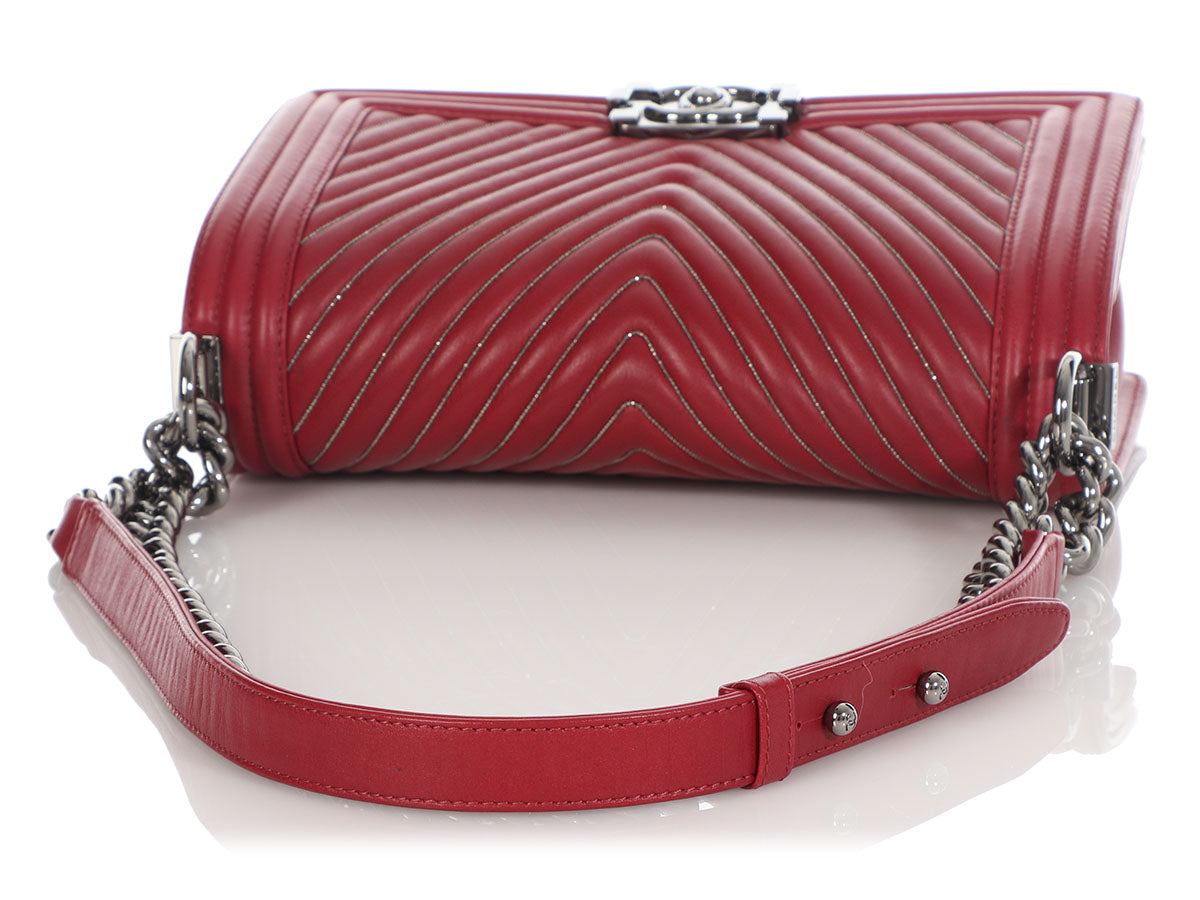 Chanel Old Medium Red Boy Bag - Image 7