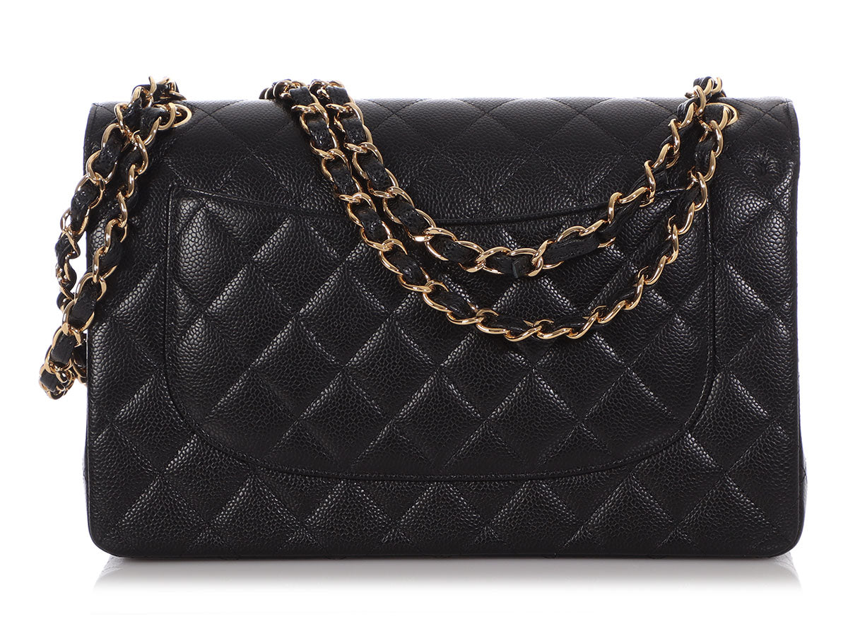 Chanel Jumbo Black Quilted Caviar Classic Double Flap - Image 5