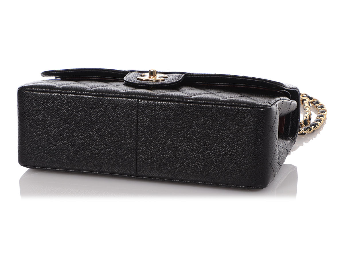 Chanel Jumbo Black Quilted Caviar Classic Double Flap - Image 7