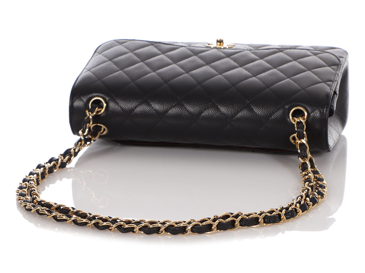 Chanel Jumbo Black Quilted Caviar Classic Double Flap - Image 8
