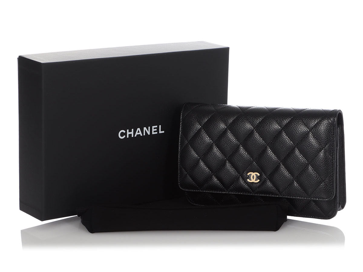 Chanel Black Quilted Caviar Wallet on Chain WOC - Image 2