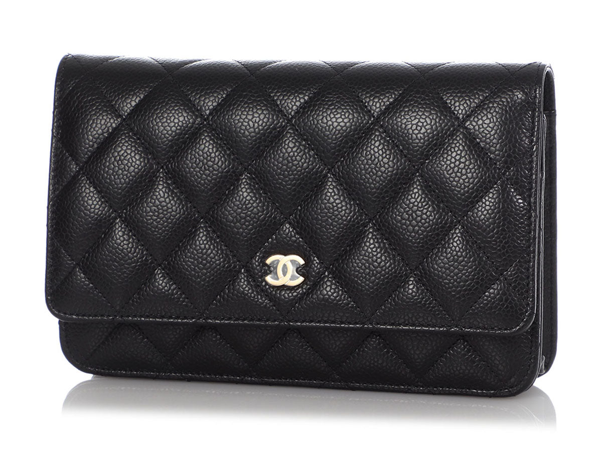 Chanel Black Quilted Caviar Wallet on Chain WOC - Image 3