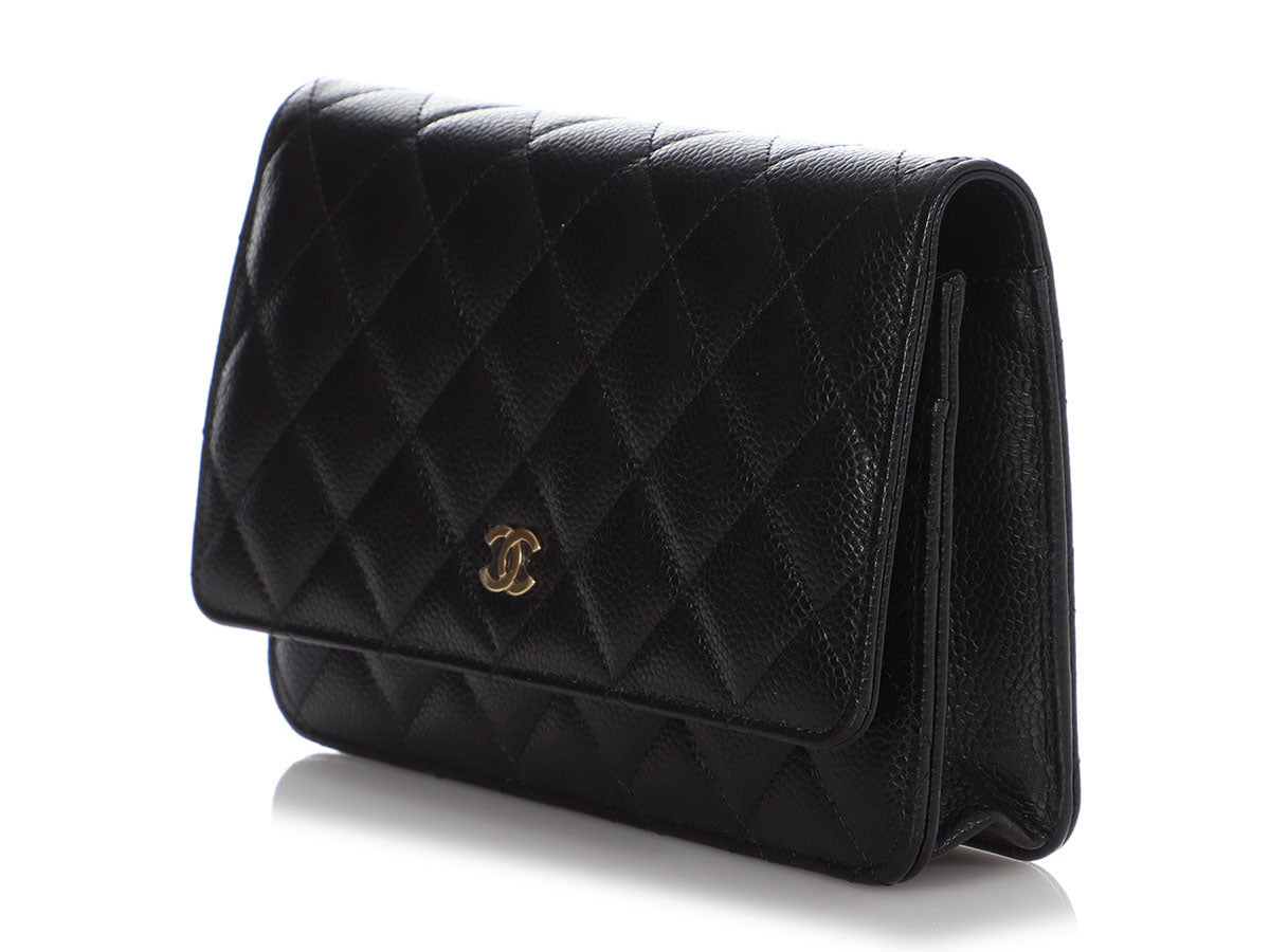 Chanel Black Quilted Caviar Wallet on Chain WOC - Image 4