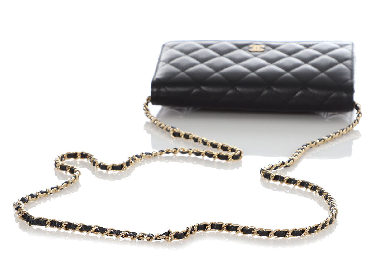 Chanel Black Quilted Caviar Wallet on Chain WOC - Image 8