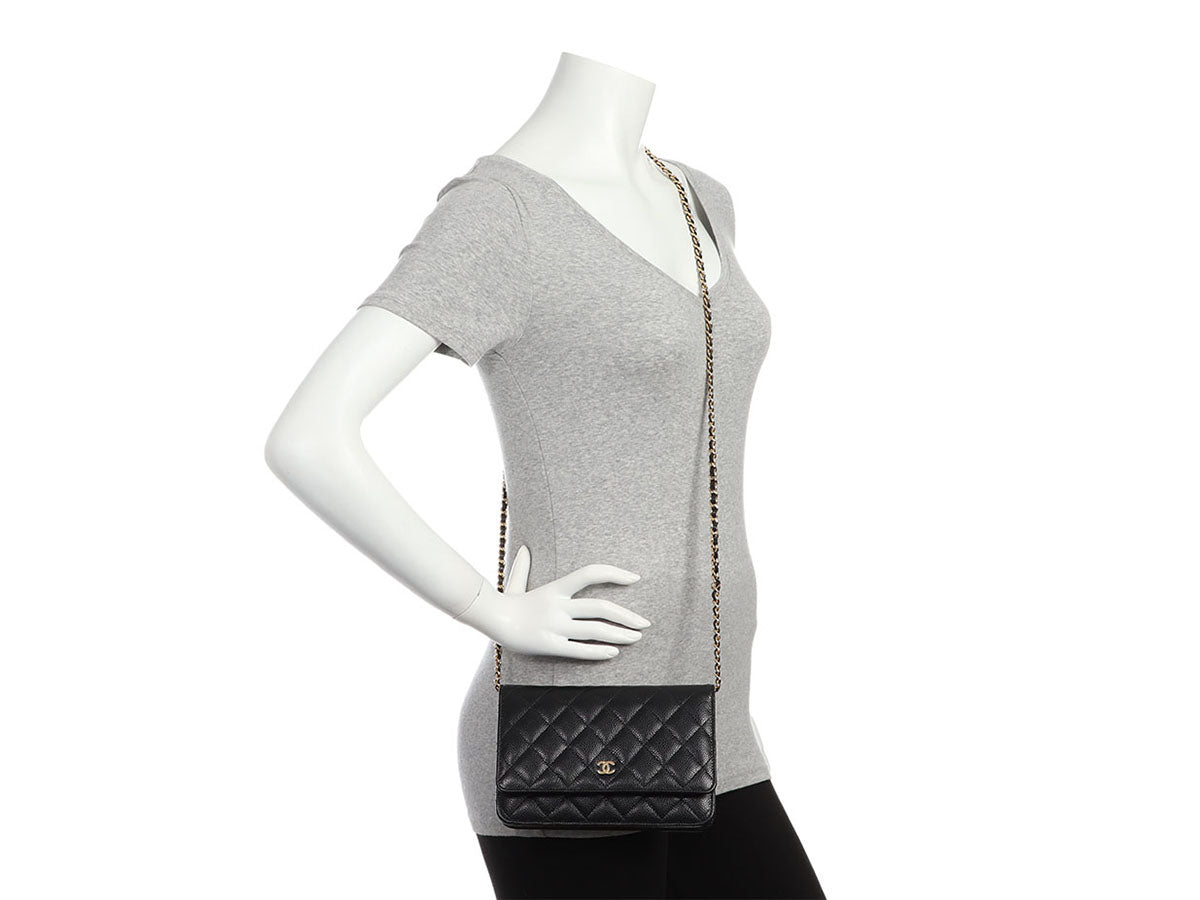 Chanel Black Quilted Caviar Wallet on Chain WOC - Image 10