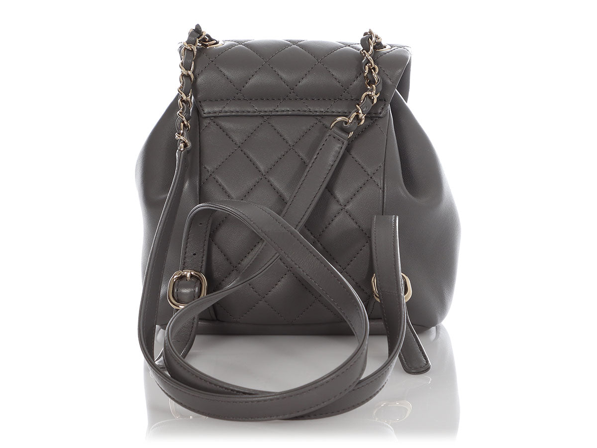 Chanel Gray Part-Quilted Lambskin Mini Duma Backpack - Image 5
