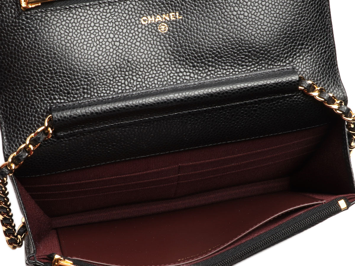 Chanel Black Quilted Caviar Wallet on Chain WOC - Image 9