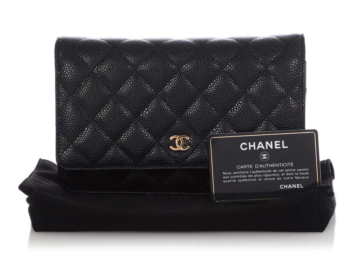 Chanel Black Quilted Caviar Wallet on Chain WOC - Image 2