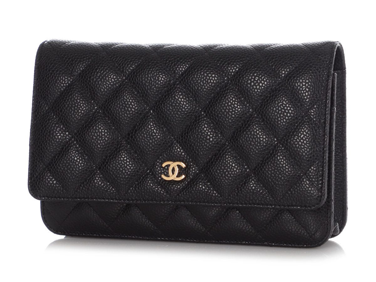 Chanel Black Quilted Caviar Wallet on Chain WOC - Image 3