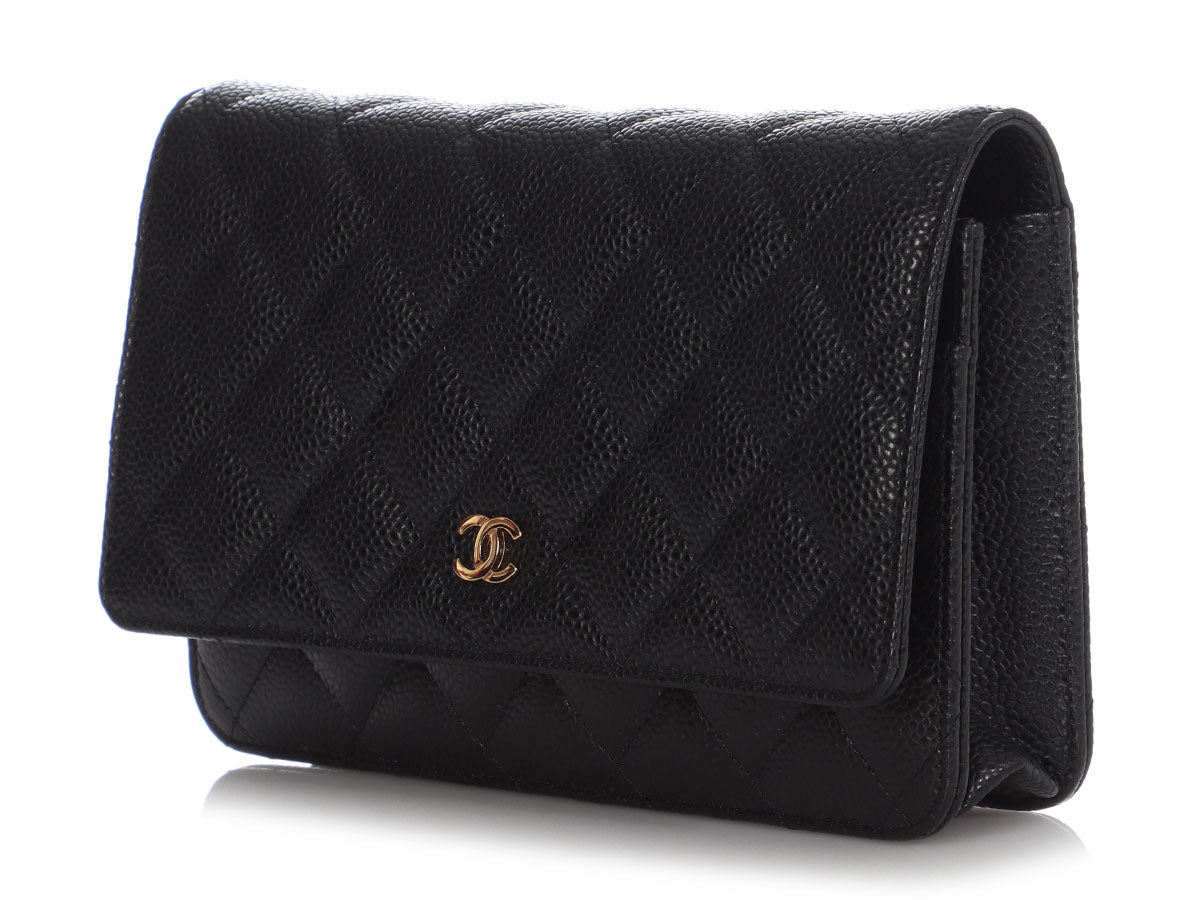 Chanel Black Quilted Caviar Wallet on Chain WOC - Image 4