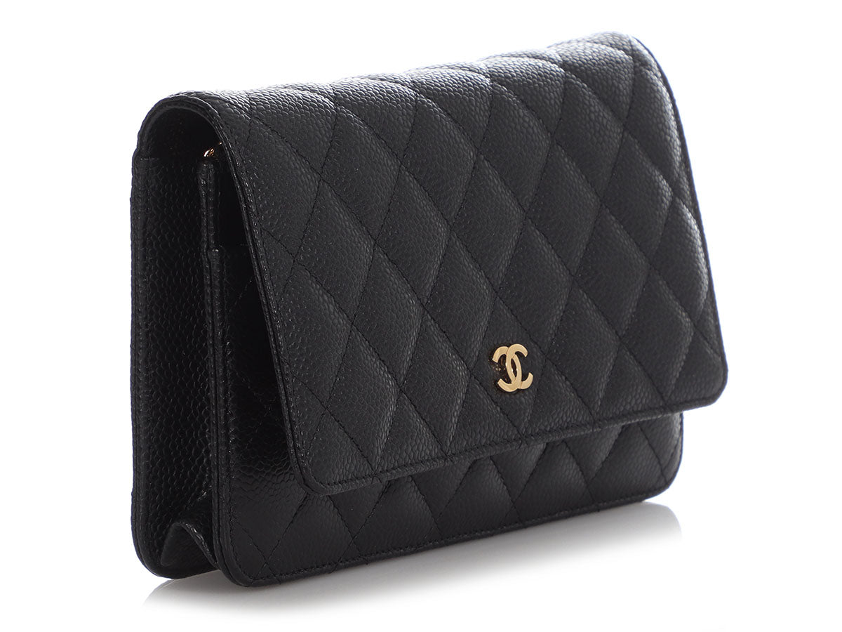 Chanel Black Quilted Caviar Wallet on Chain WOC - Image 6