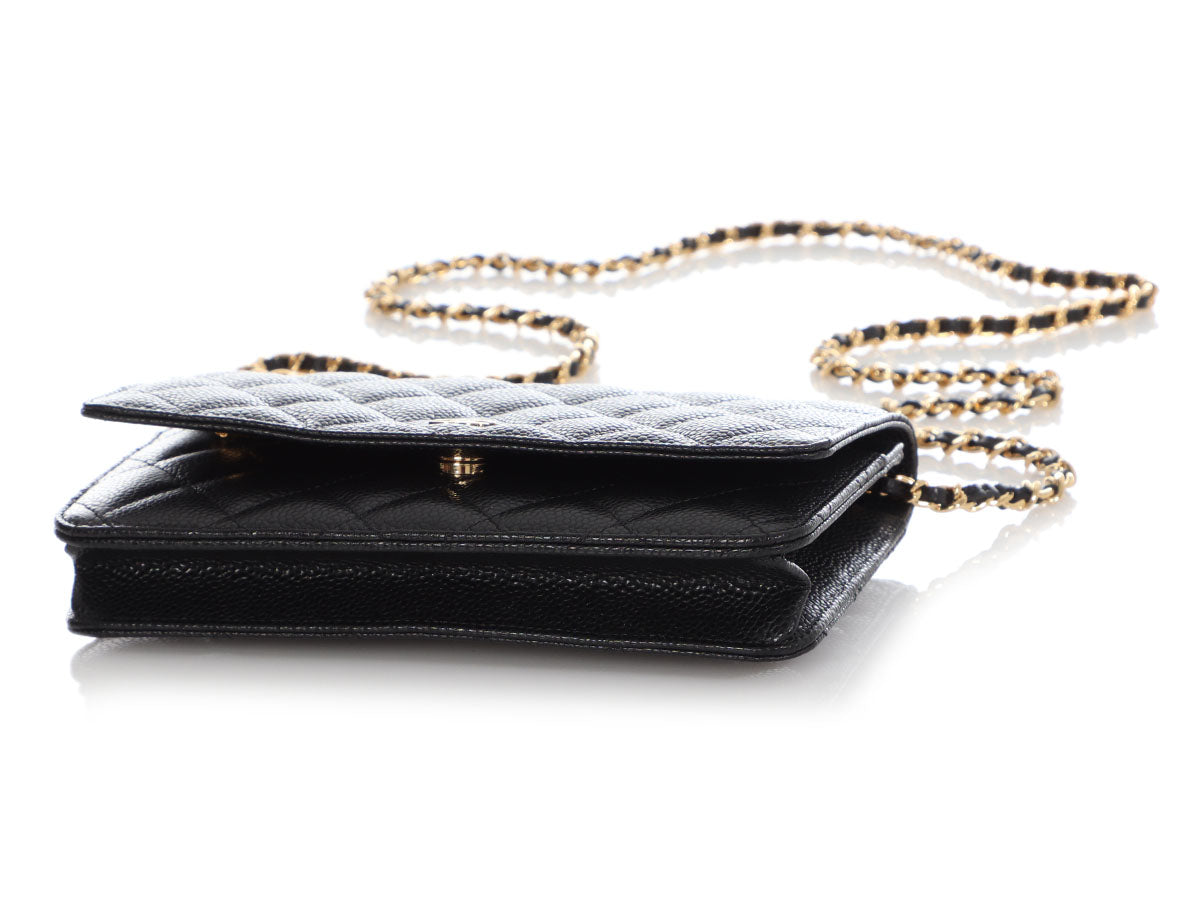 Chanel Black Quilted Caviar Wallet on Chain WOC - Image 7