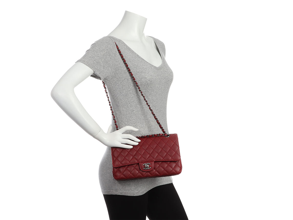Chanel Medium/Large Red Quilted Caviar Classic Double Flap - Image 10