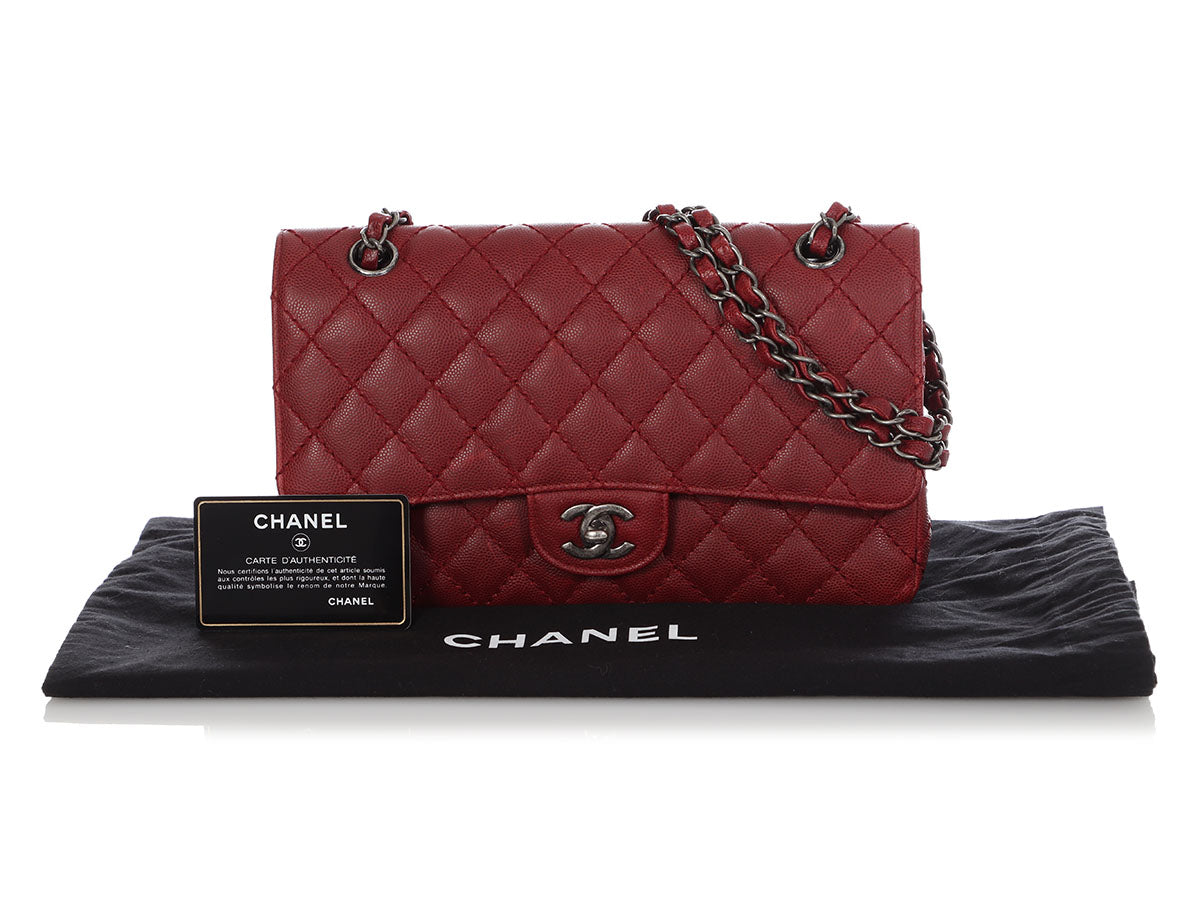 Chanel Medium/Large Red Quilted Caviar Classic Double Flap - Image 2