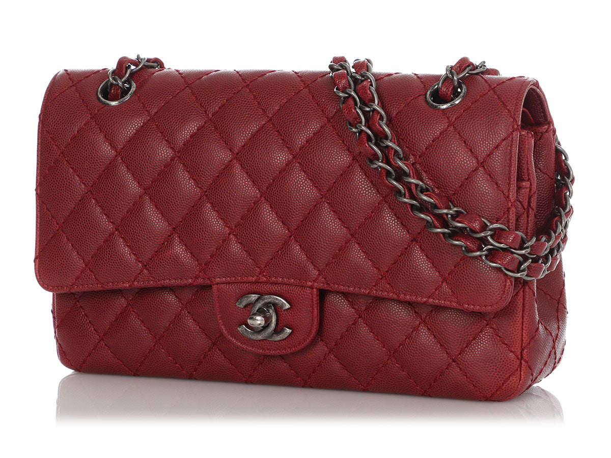 Chanel Medium/Large Red Quilted Caviar Classic Double Flap - Image 3