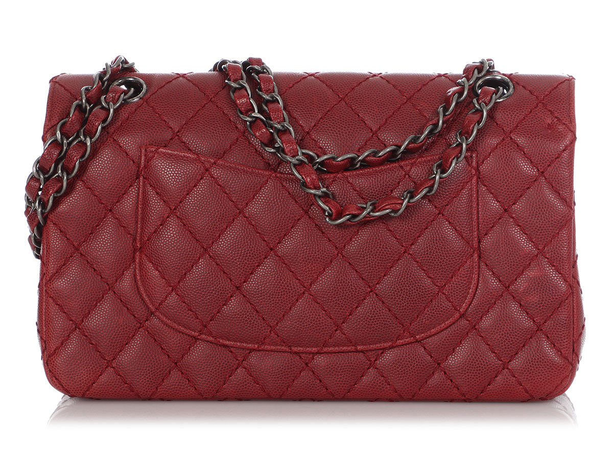 Chanel Medium/Large Red Quilted Caviar Classic Double Flap - Image 5