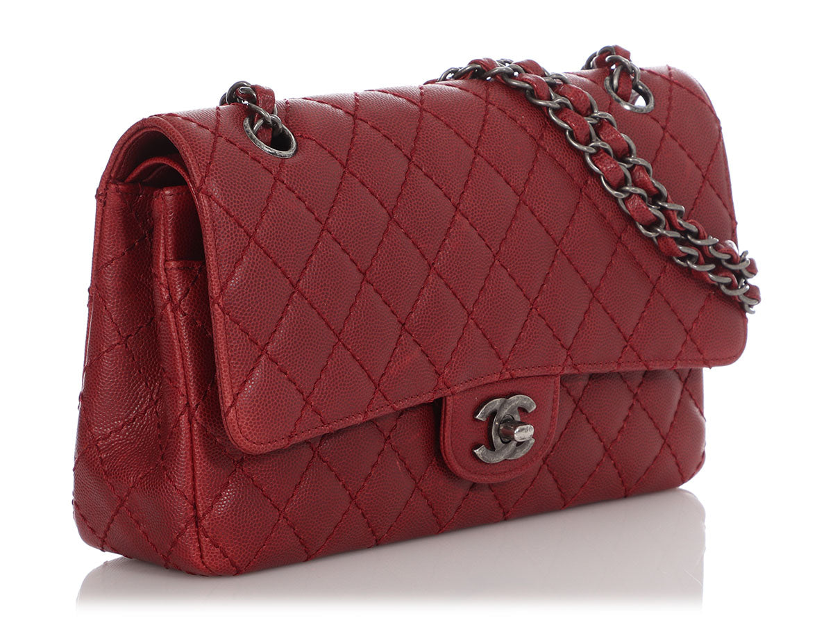 Chanel Medium/Large Red Quilted Caviar Classic Double Flap - Image 6