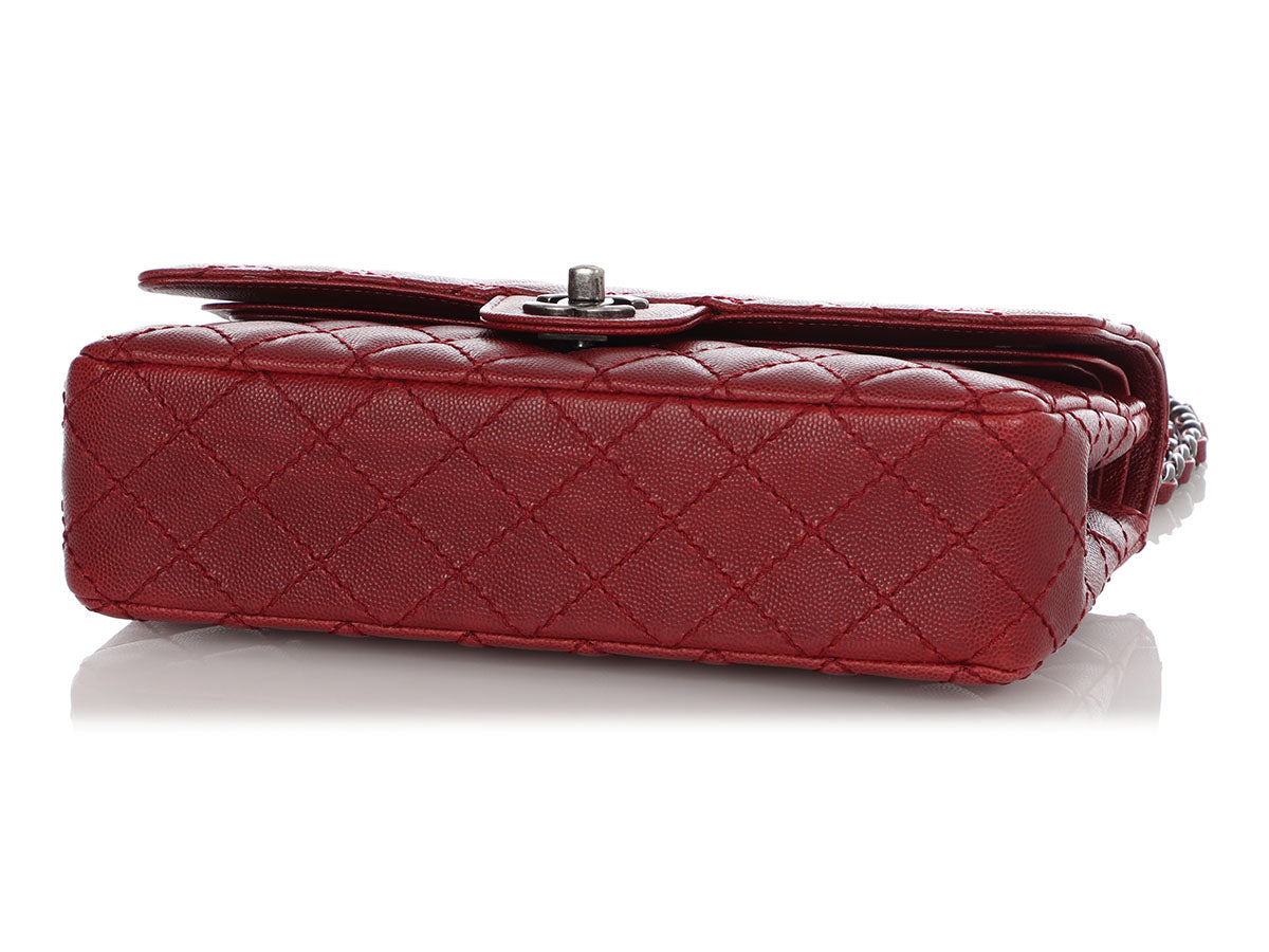 Chanel Medium/Large Red Quilted Caviar Classic Double Flap - Image 7