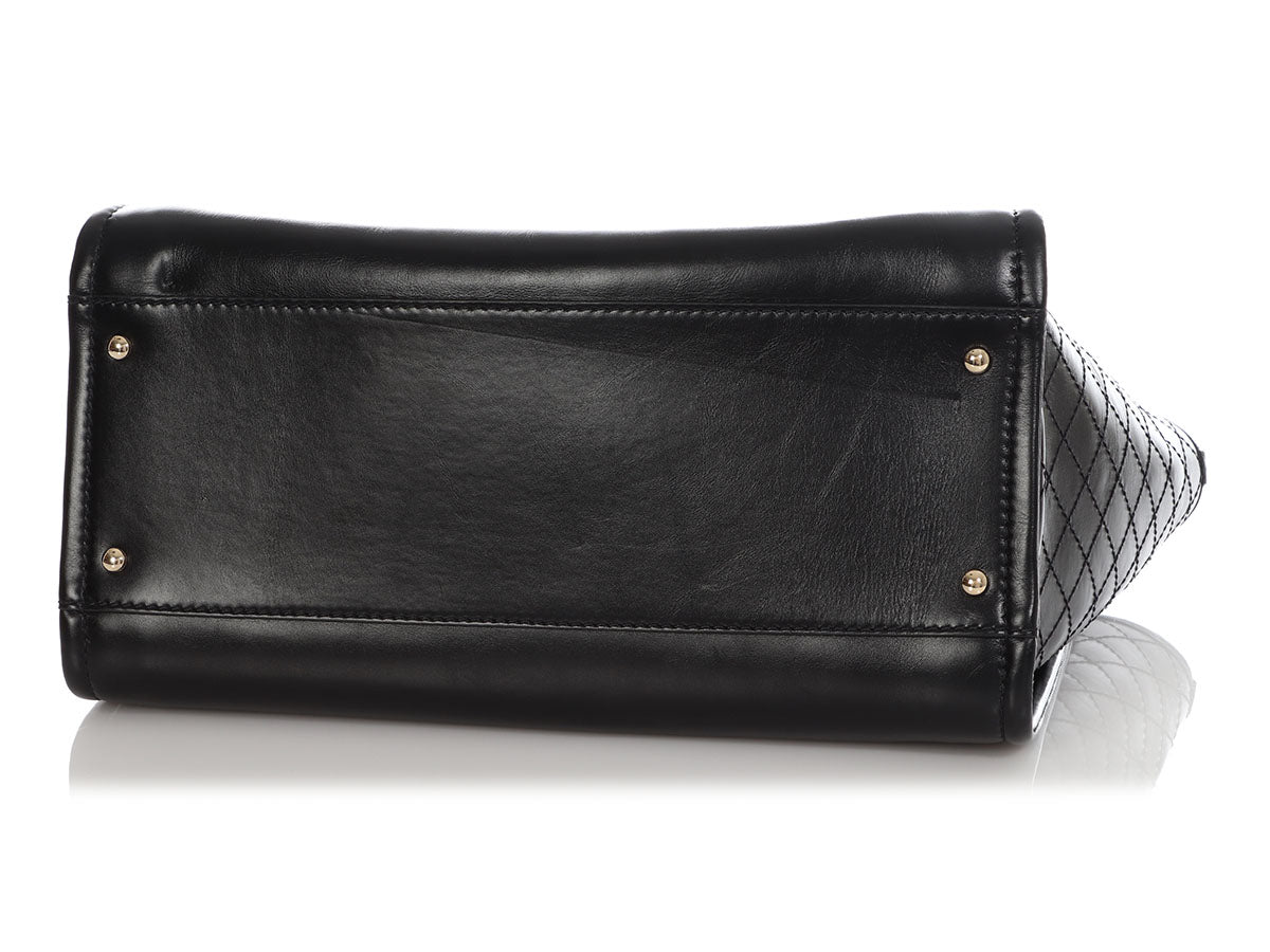 Chanel Large Black Leather Calfskin and Tweed Deauville Tote - Image 7