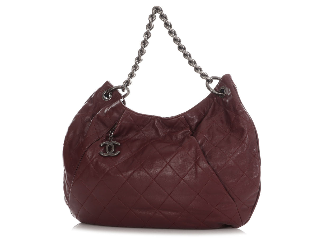 Chanel Burgundy Quilted Smooth Leather Hobo - Image 2