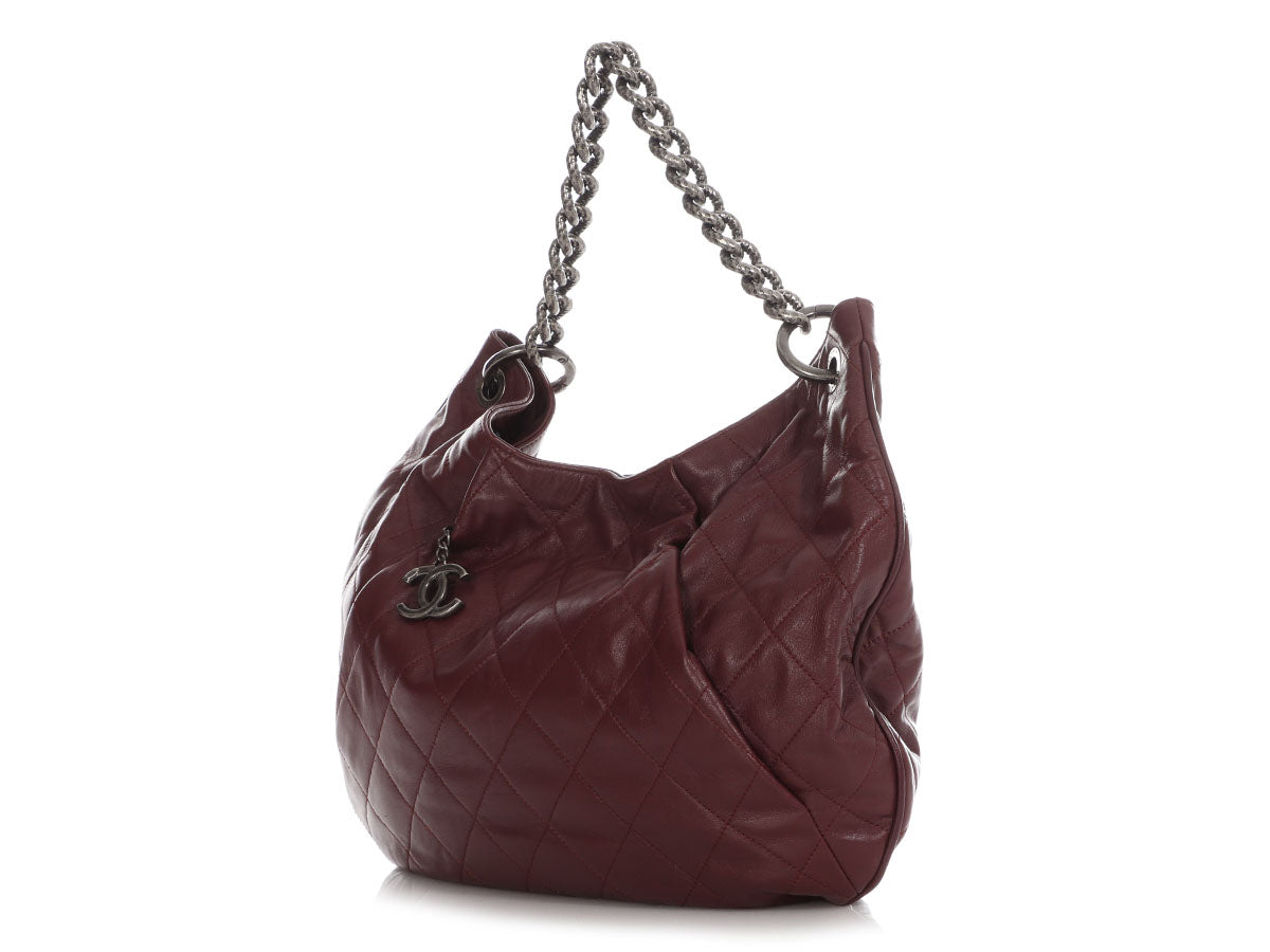 Chanel Burgundy Quilted Smooth Leather Hobo - Image 3