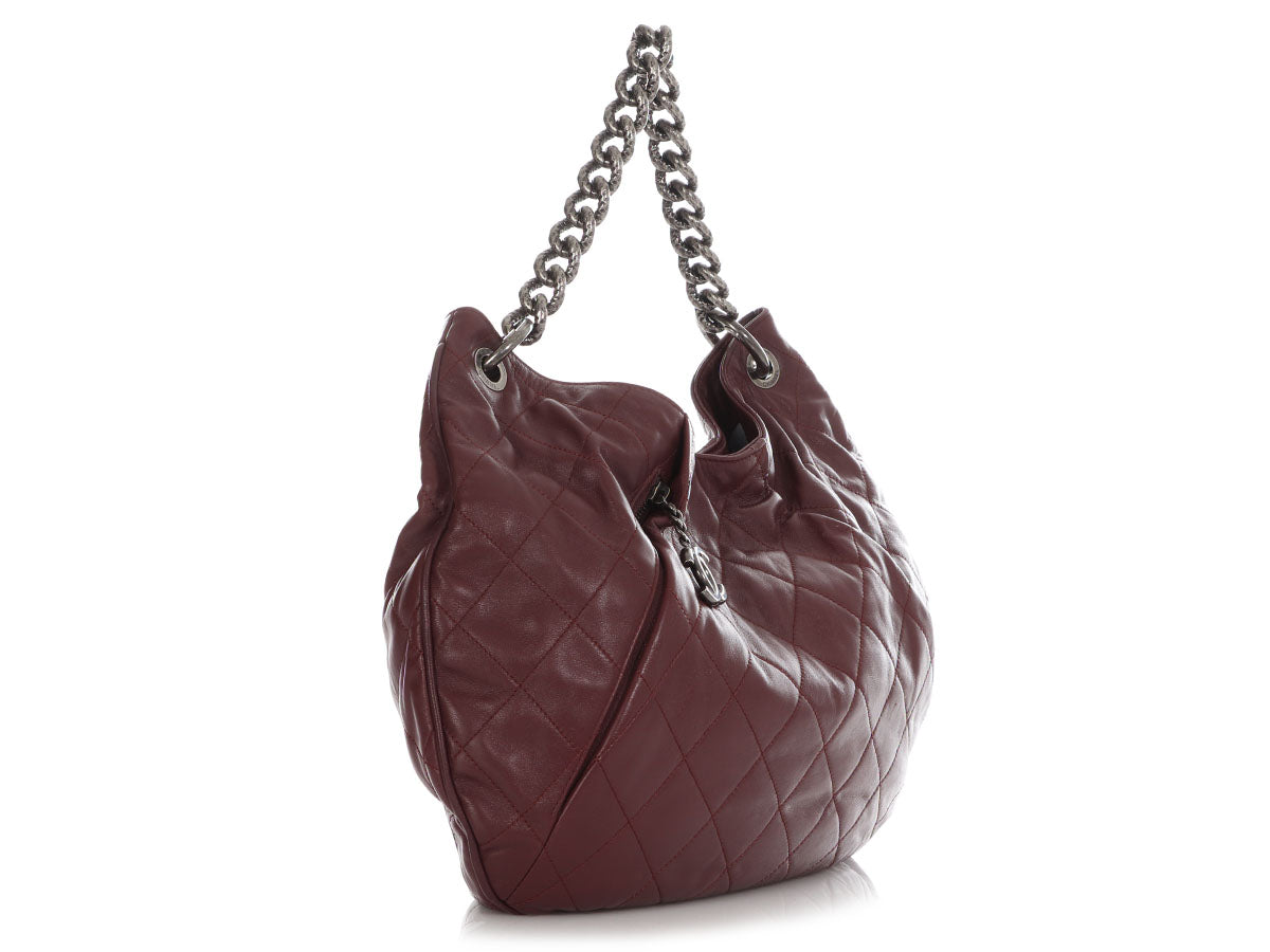Chanel Burgundy Quilted Smooth Leather Hobo - Image 5