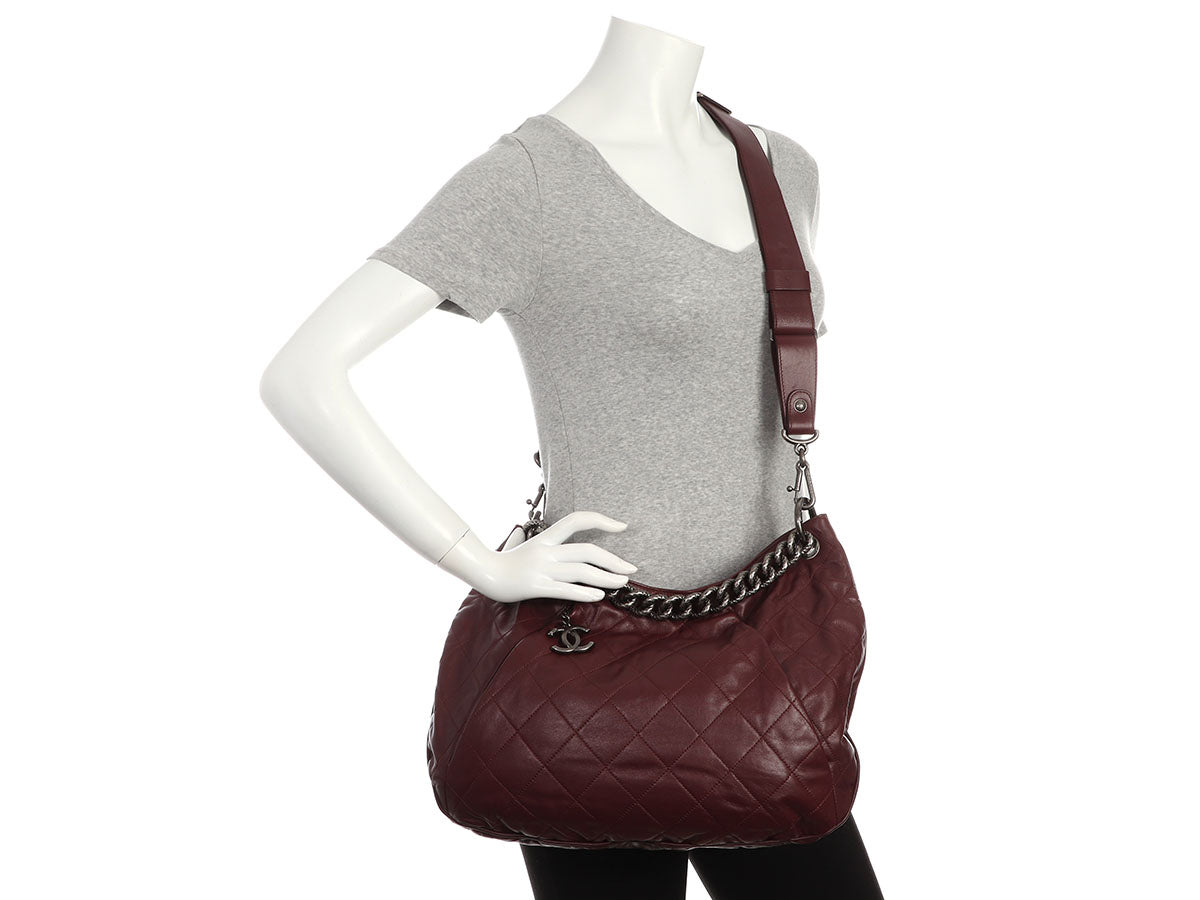 Chanel Burgundy Quilted Smooth Leather Hobo - Image 9