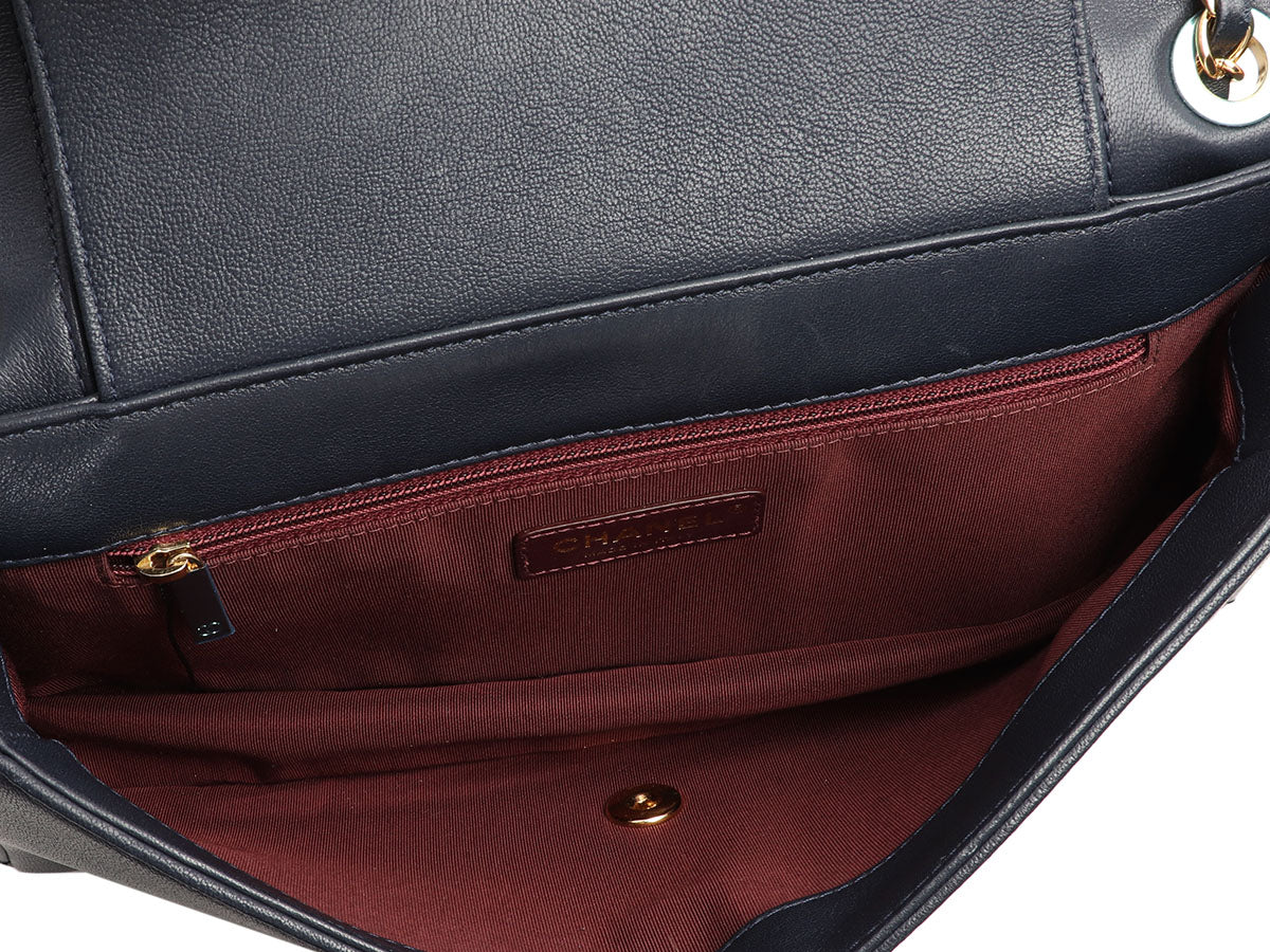 Chanel Vintage Medium Navy Part-Quilted Sheepskin Mademoiselle Flap - Image 9