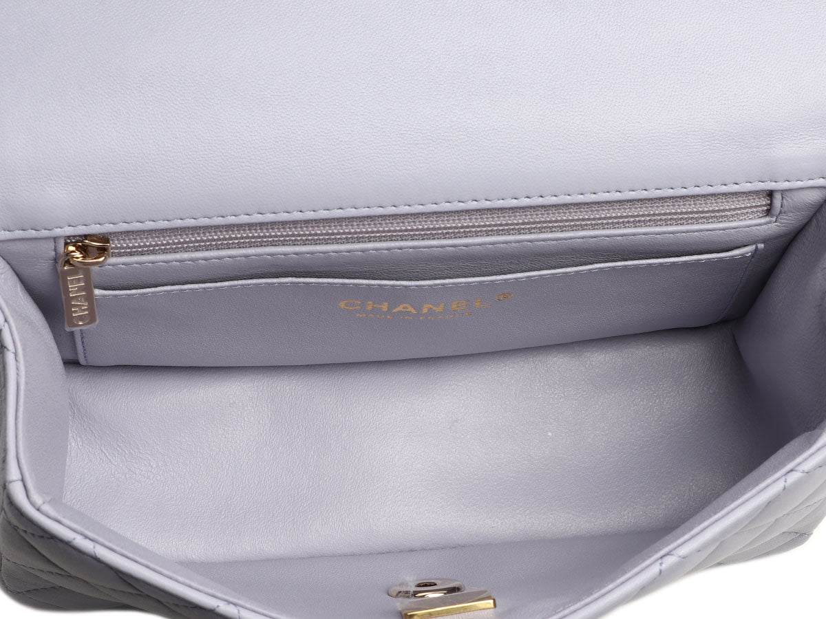 Chanel Mini Lilac Quilted Lambskin Top Handle Bag - Image 9