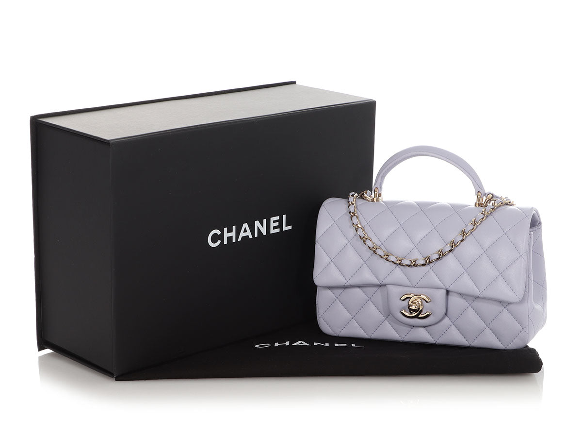 Chanel Mini Lilac Quilted Lambskin Top Handle Bag - Image 2