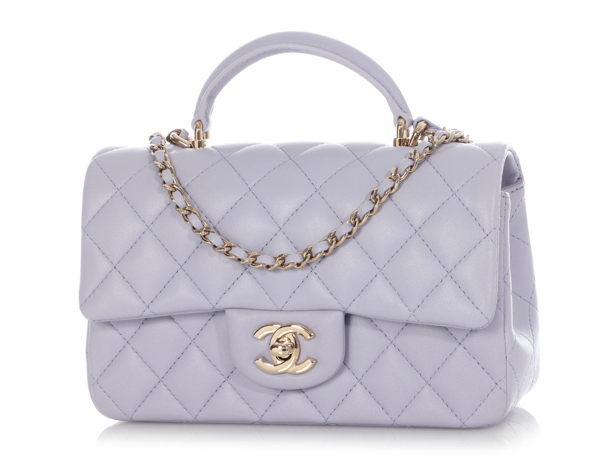 Chanel Mini Lilac Quilted Lambskin Top Handle Bag - Image 3