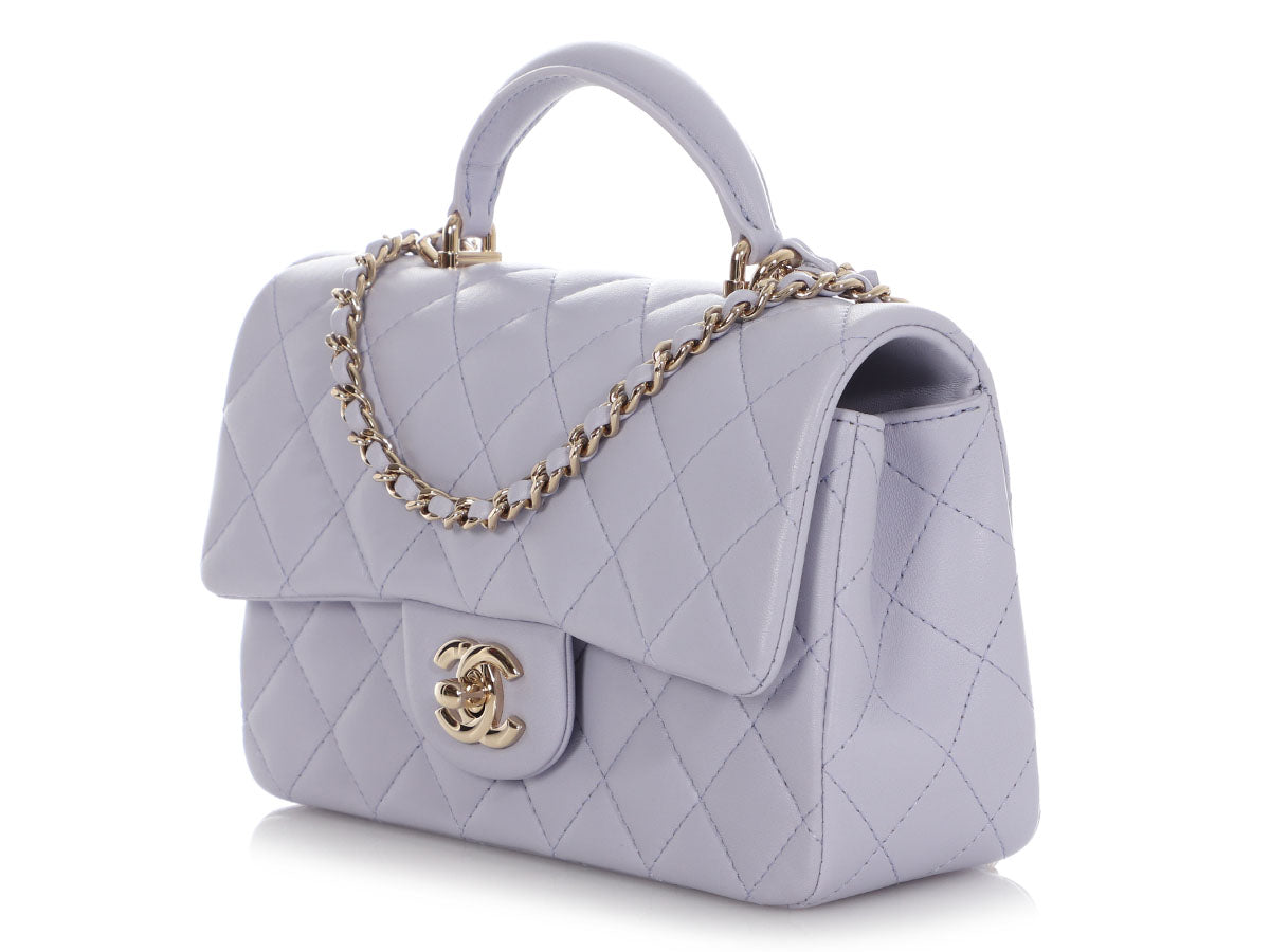 Chanel Mini Lilac Quilted Lambskin Top Handle Bag - Image 4