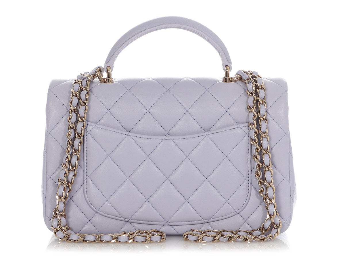 Chanel Mini Lilac Quilted Lambskin Top Handle Bag - Image 5