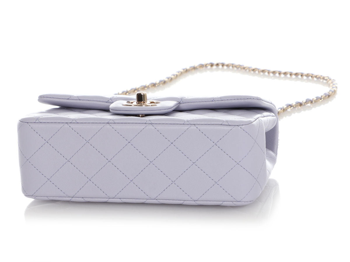 Chanel Mini Lilac Quilted Lambskin Top Handle Bag - Image 7