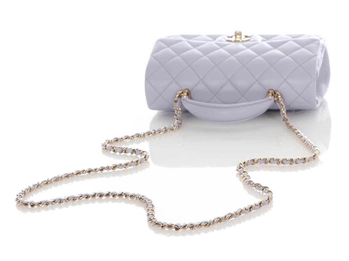 Chanel Mini Lilac Quilted Lambskin Top Handle Bag - Image 8