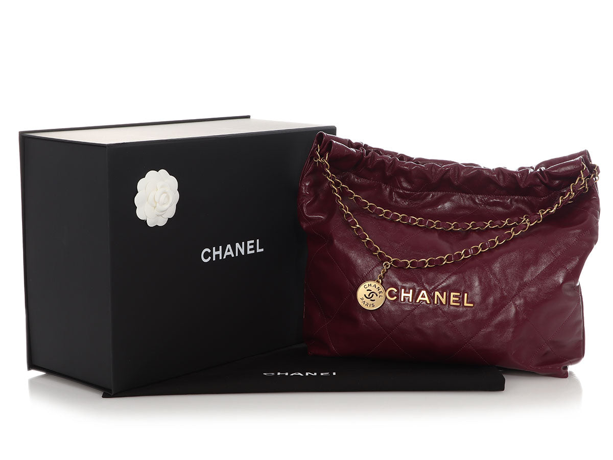 Chanel Medium Plum Shiny Quilted Calfskin 22 - Image 3
