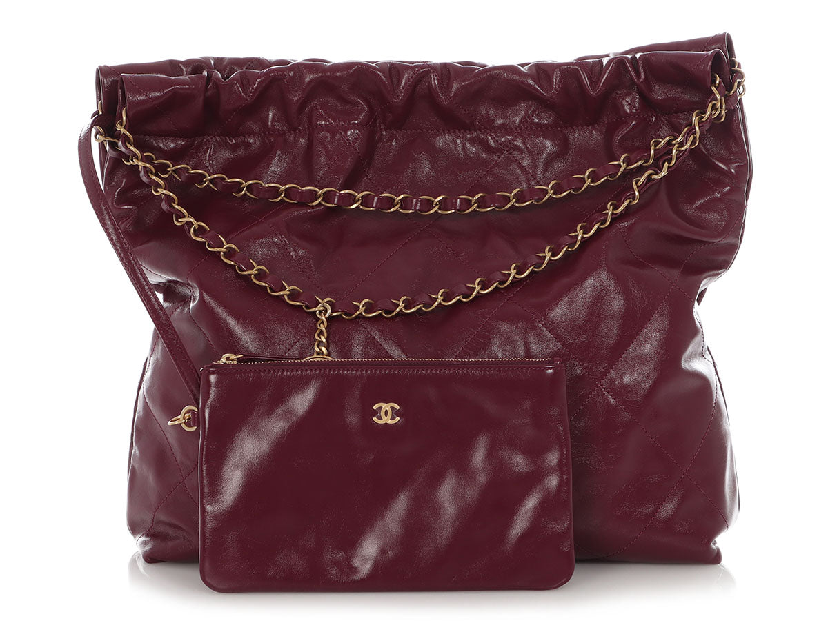 Chanel Medium Plum Shiny Quilted Calfskin 22 - Image 2
