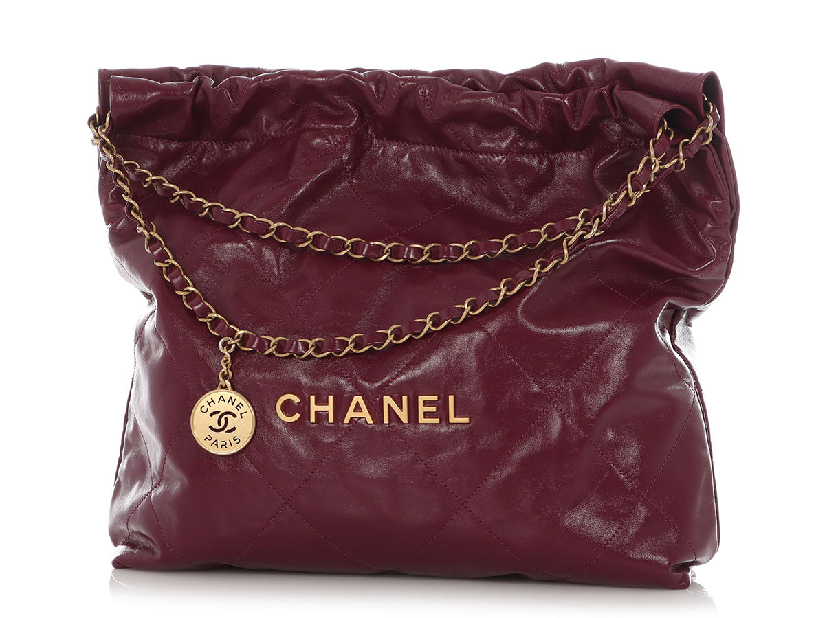 Chanel Medium Plum Shiny Quilted Calfskin 22 - Image 4