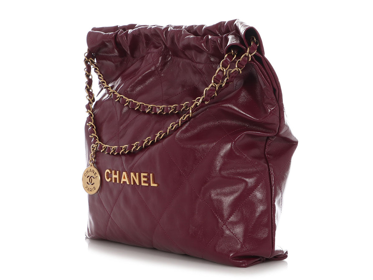 Chanel Medium Plum Shiny Quilted Calfskin 22 - Image 5