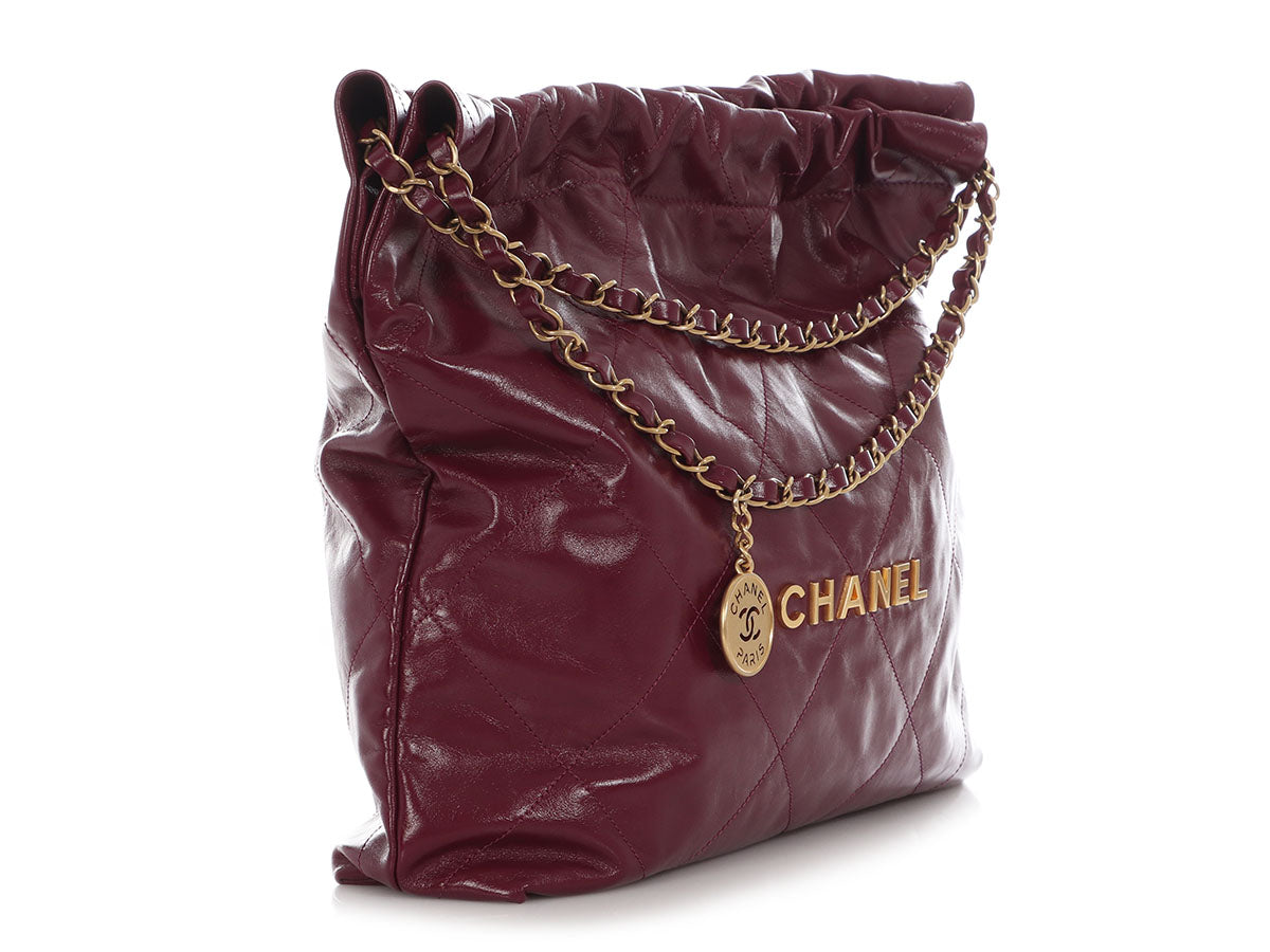 Chanel Medium Plum Shiny Quilted Calfskin 22 - Image 7