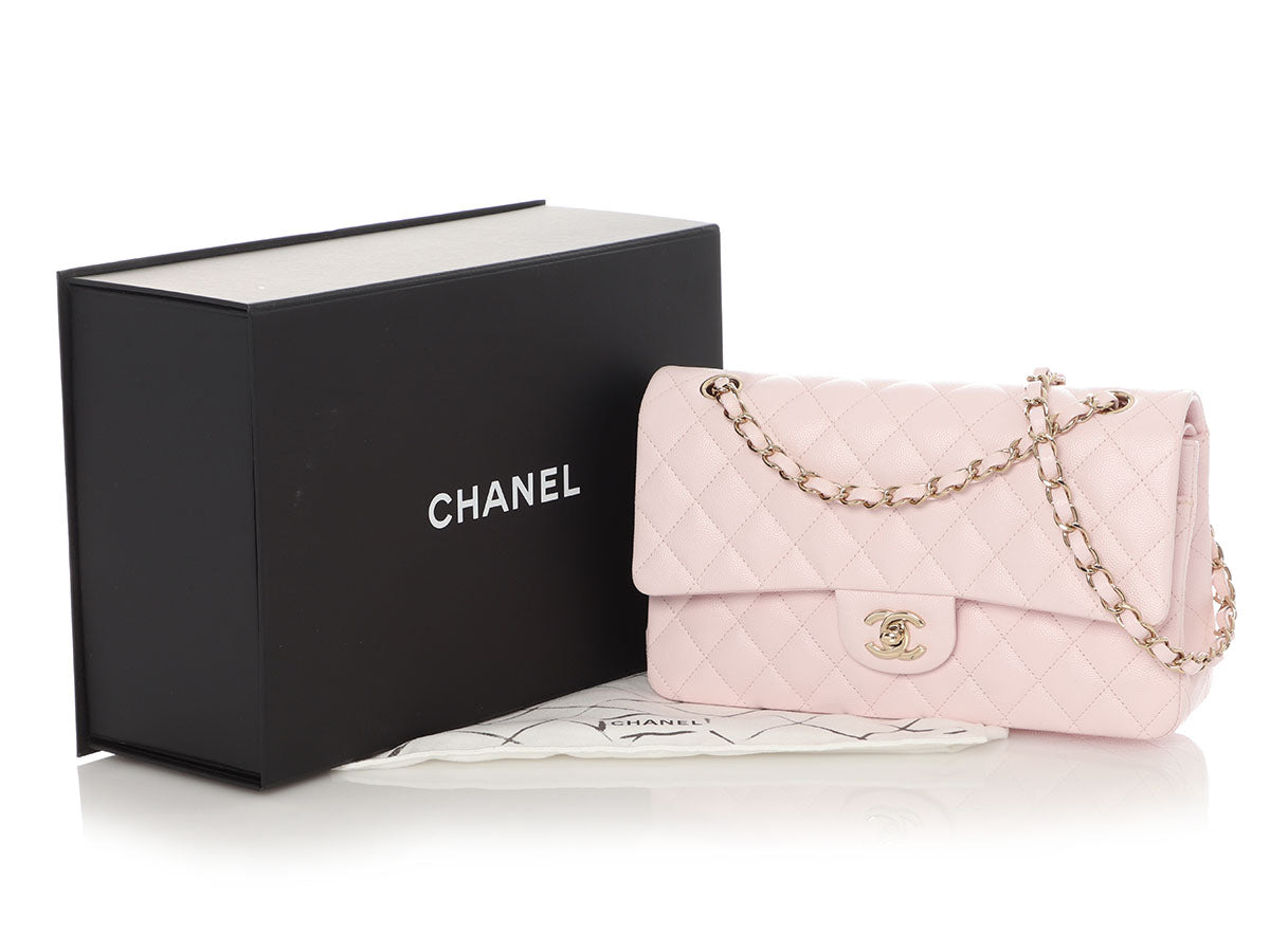 Chanel Medium/Large Light Pink Shiny Caviar Classic Double Flap - Image 2