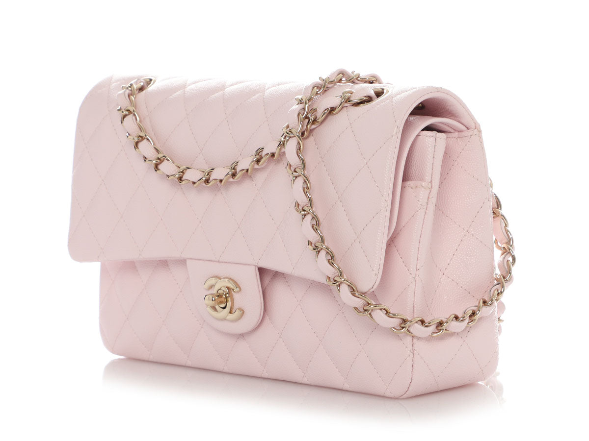 Chanel Medium/Large Light Pink Shiny Caviar Classic Double Flap - Image 4