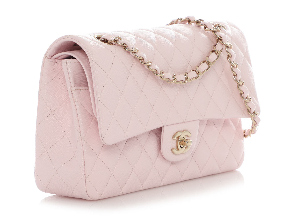 Chanel Medium/Large Light Pink Shiny Caviar Classic Double Flap - Image 6